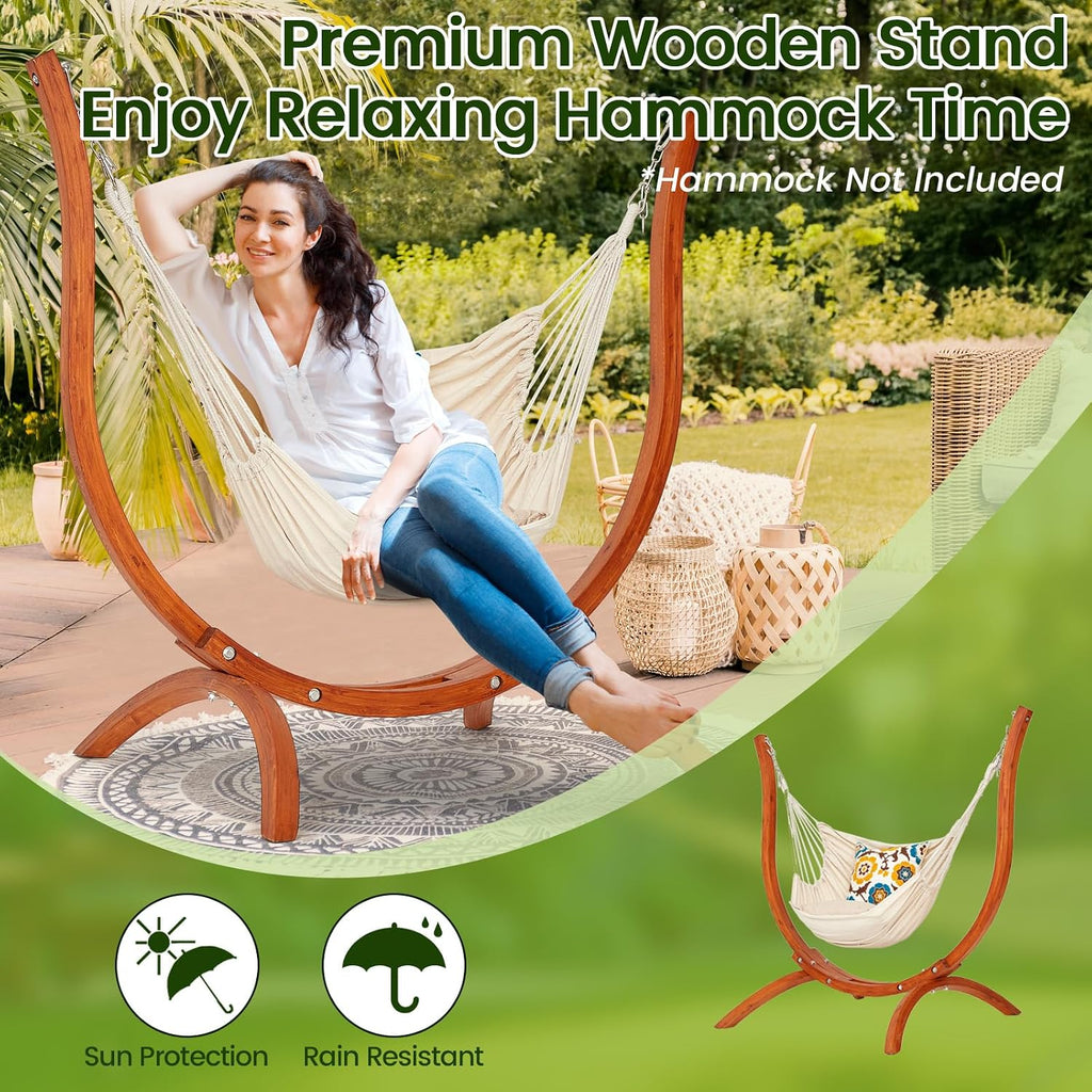 Heavy‑Duty Solid Wood Hammock Stand Only