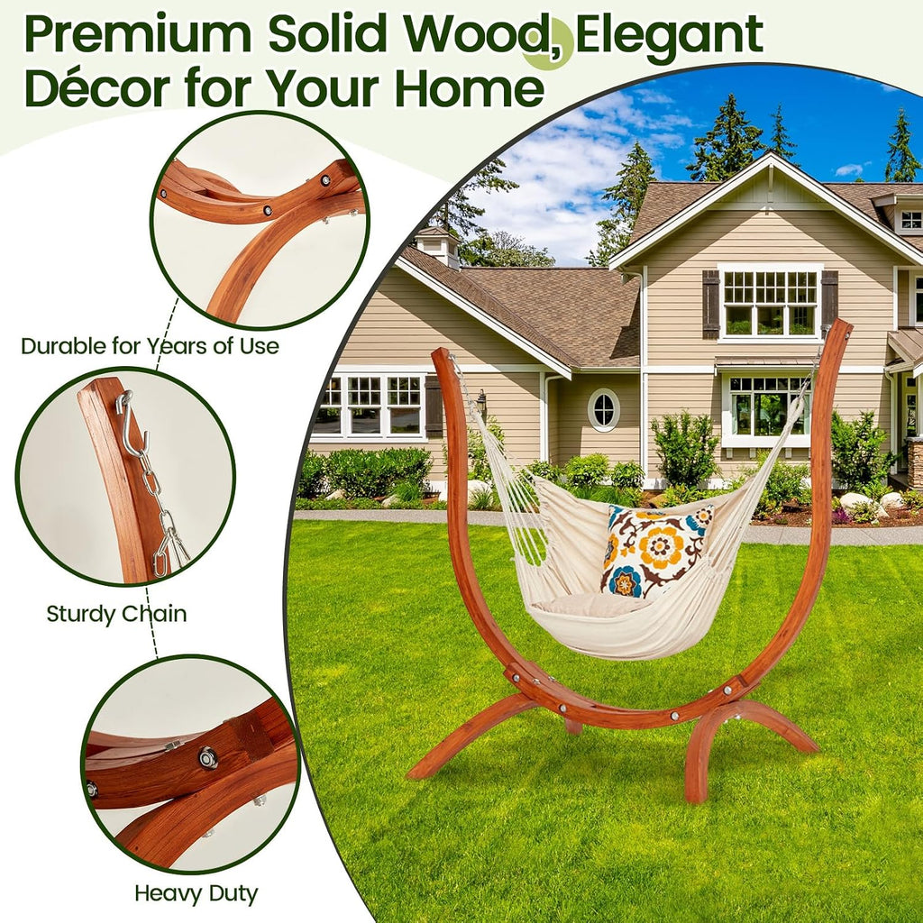 Heavy‑Duty Solid Wood Hammock Stand Only