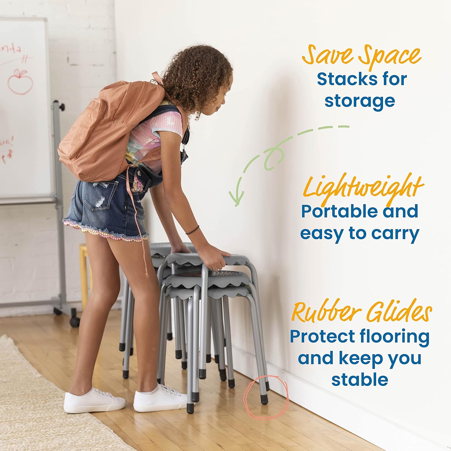 Daisy Stackable Flexible Classroom Stools 8‑Pack