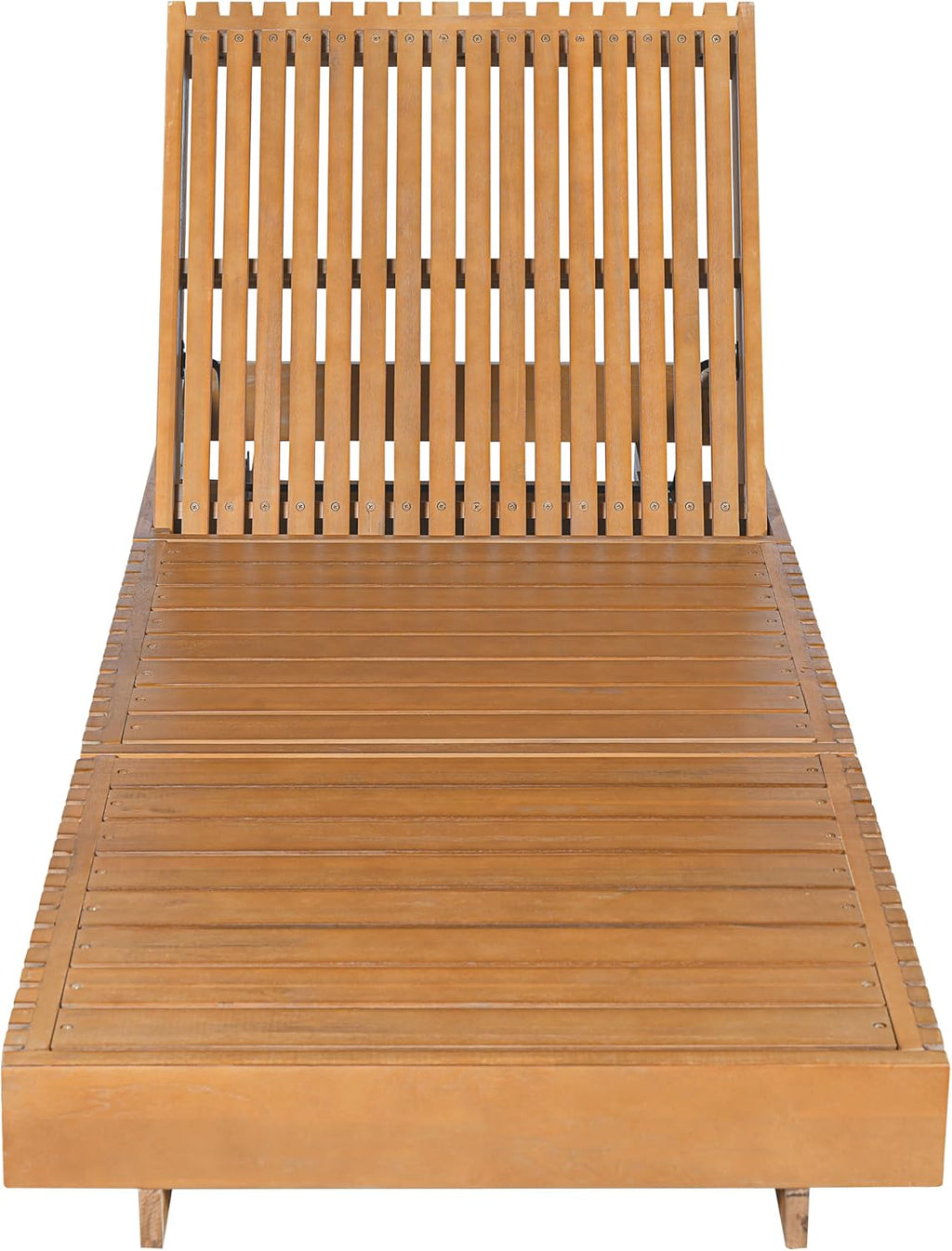 Sturdy Slatted Outdoor Patio Chaise Lounge Chair
