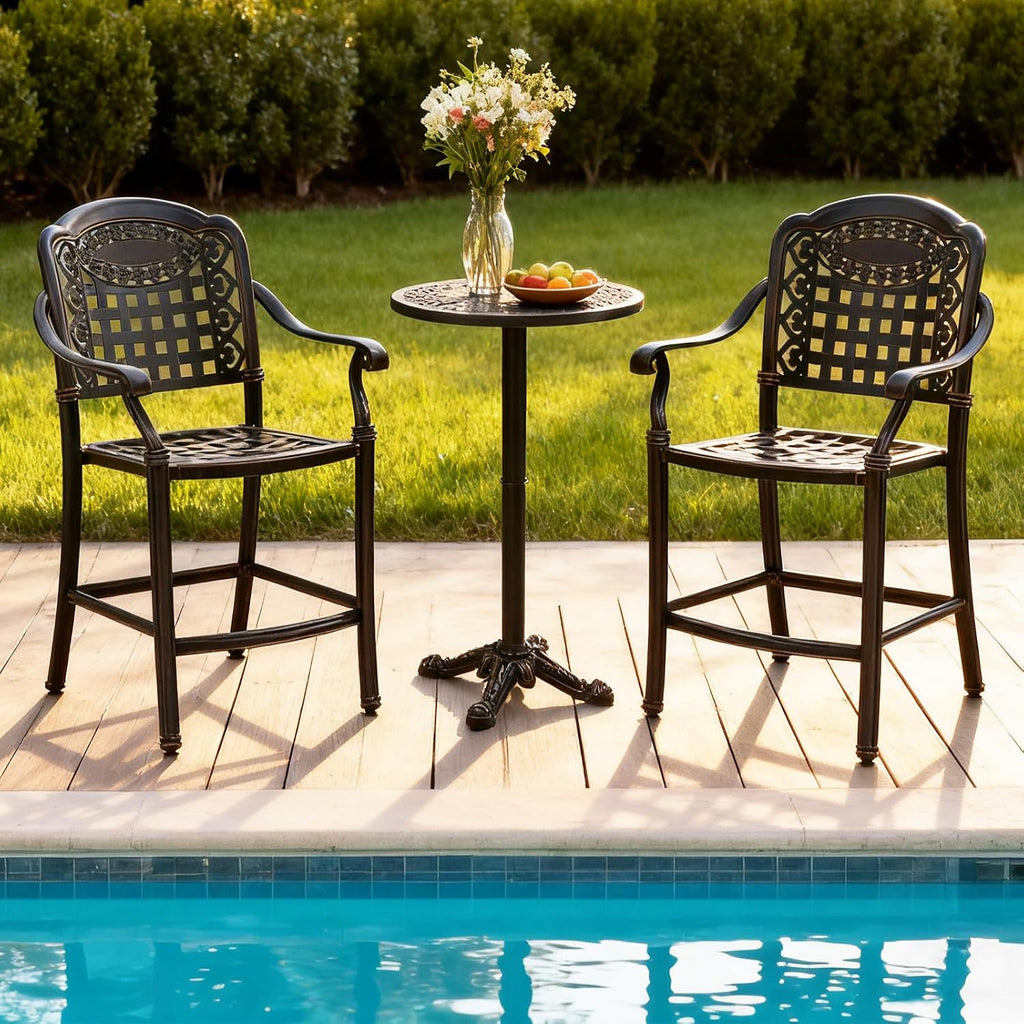Cast‑Aluminum Round Patio Bar Height Set