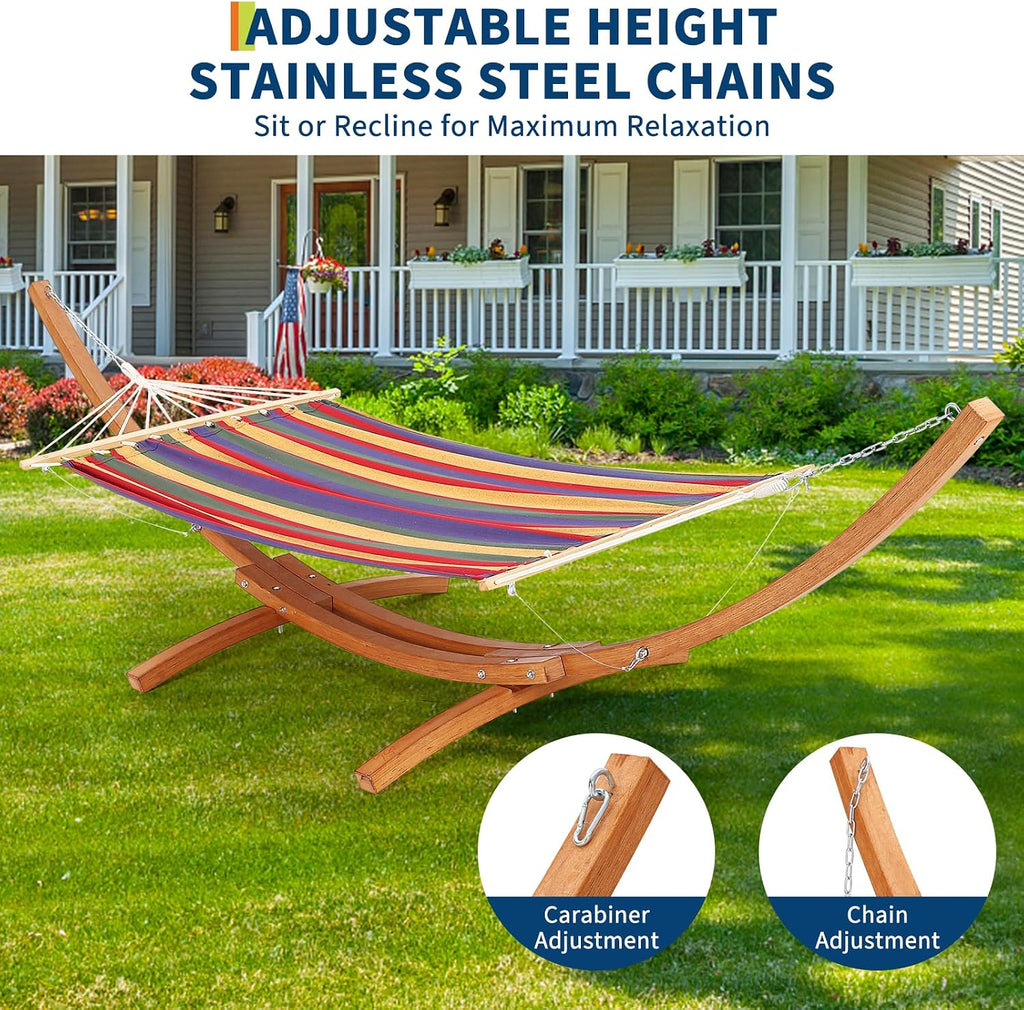 Heavy‑Duty Curved Wooden Hammock Stand