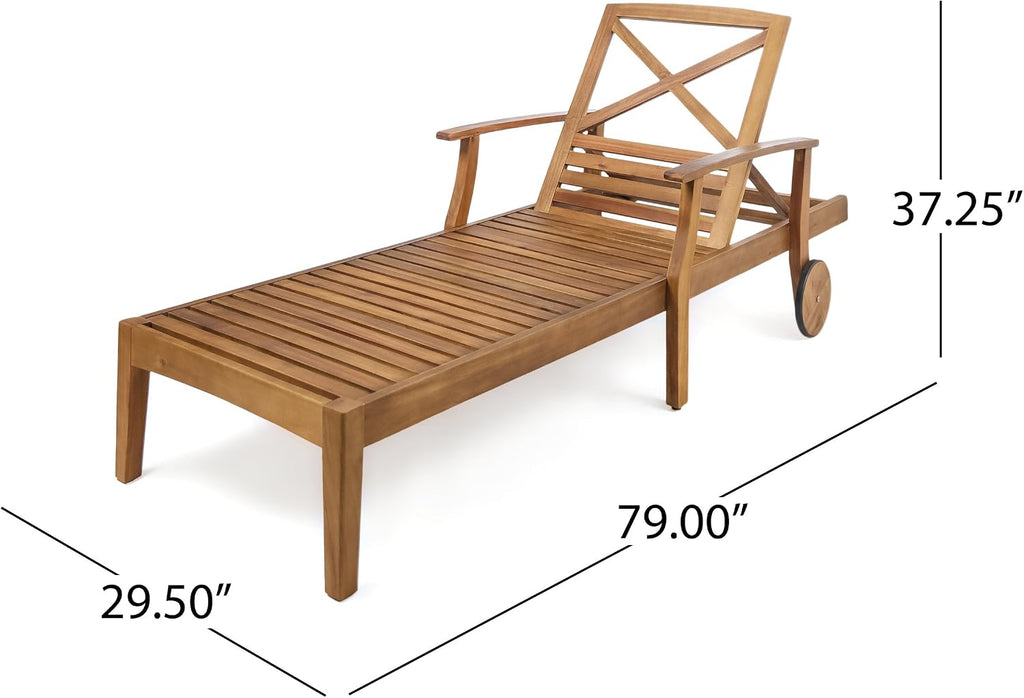 Wheeled Patio Poolside Chaise Lounge Chair