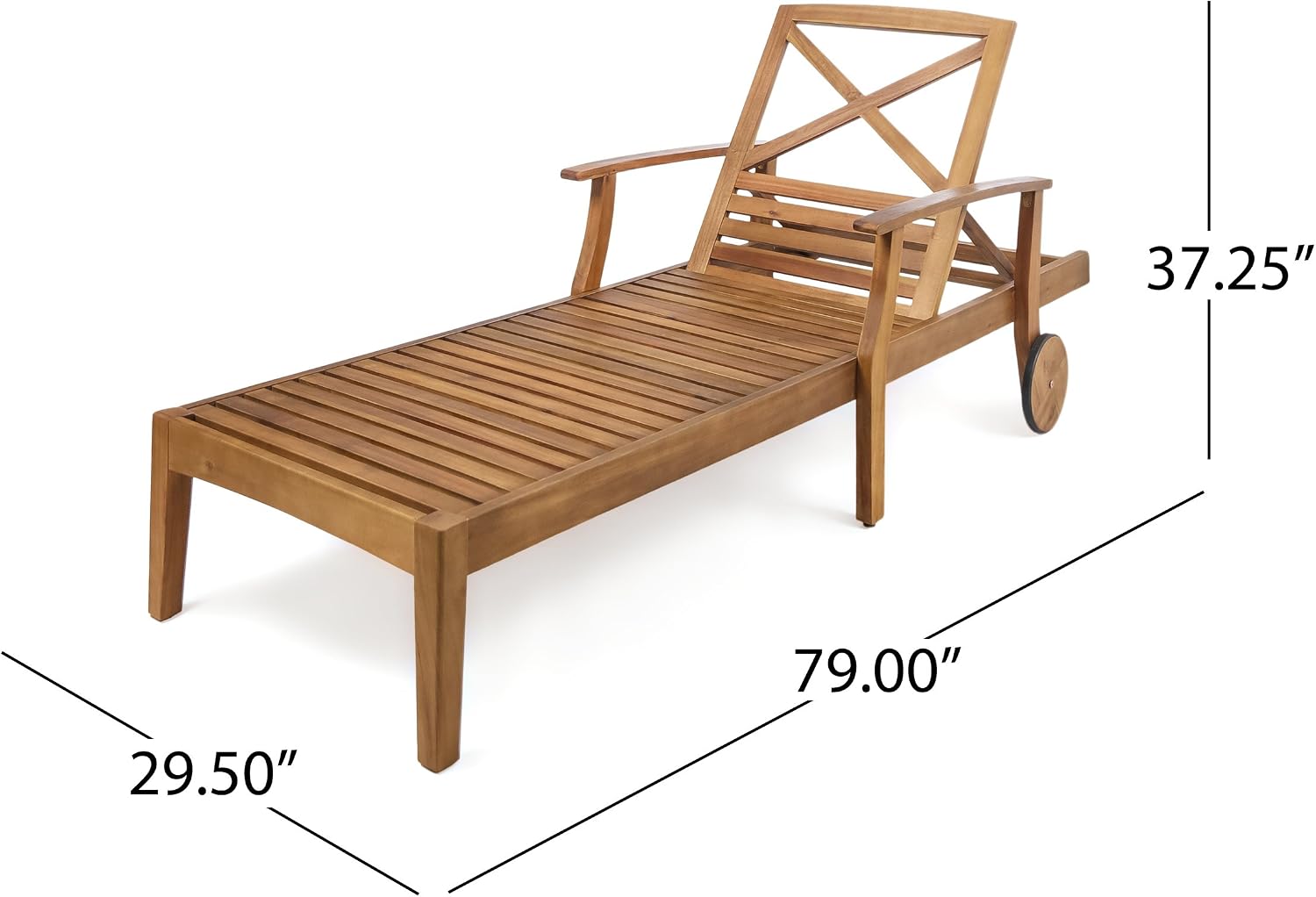 Wheeled Patio Poolside Chaise Lounge Chair