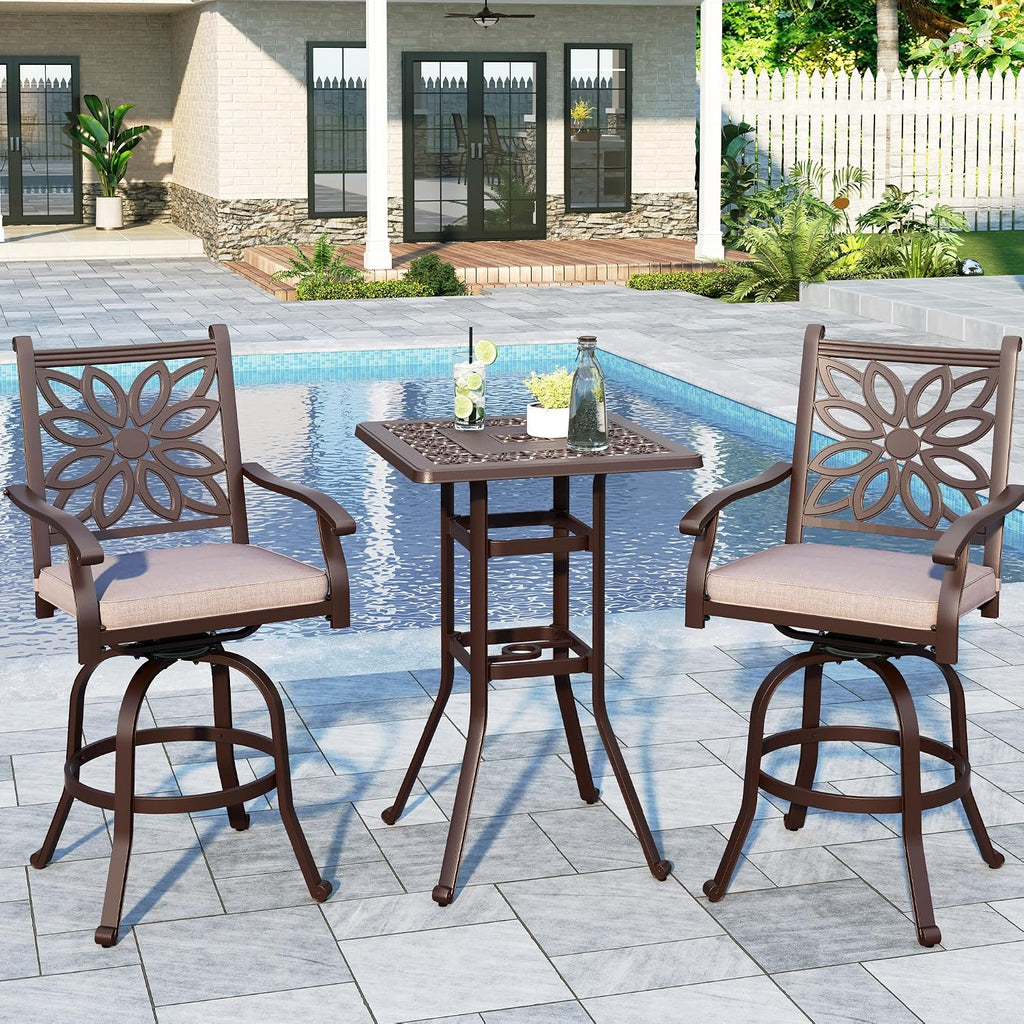 Cast‑Aluminum Outdoor Patio Bar Height Set