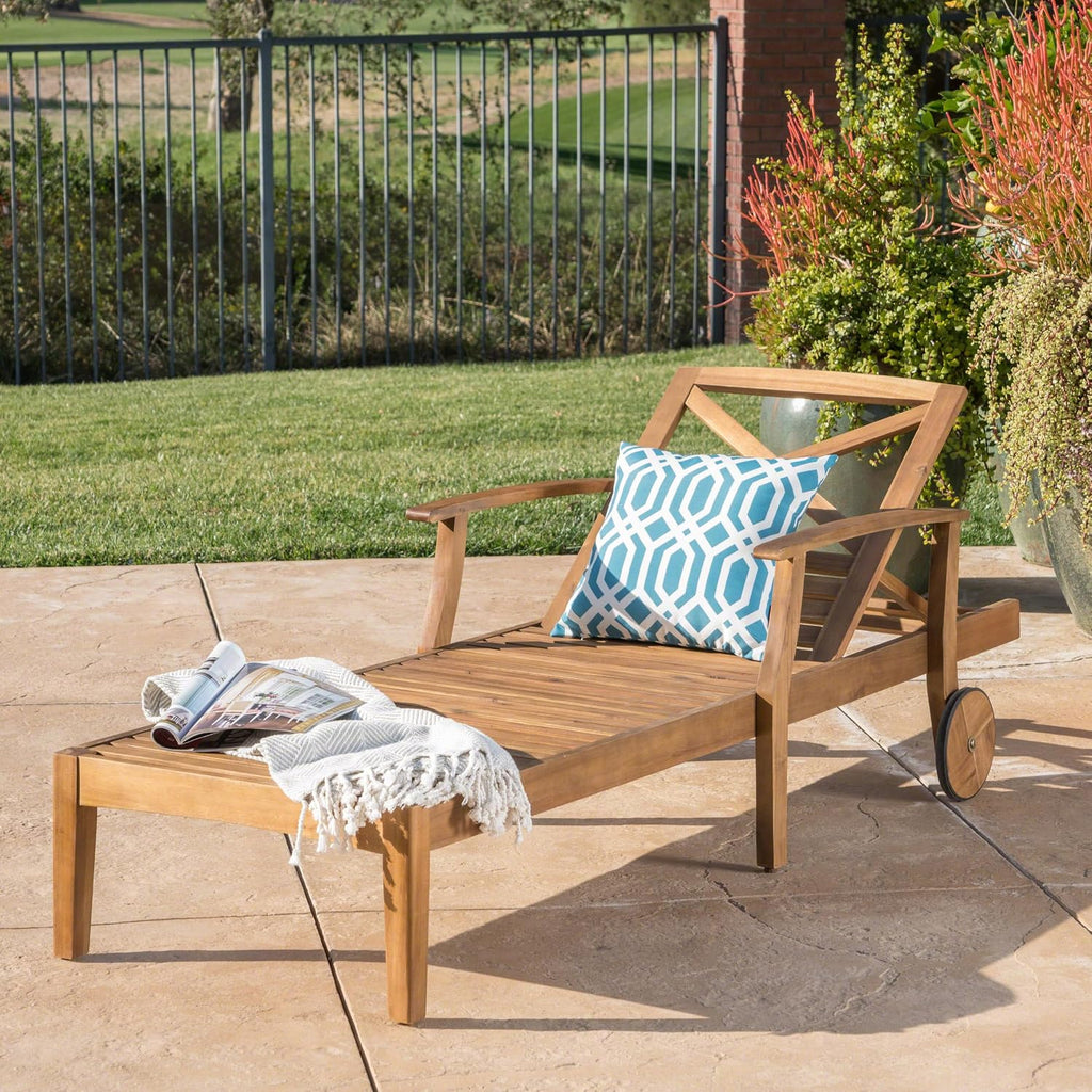 Wheeled Patio Poolside Chaise Lounge Chair