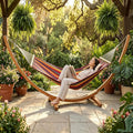 Curved Wooden Stand With Canvas Hammock