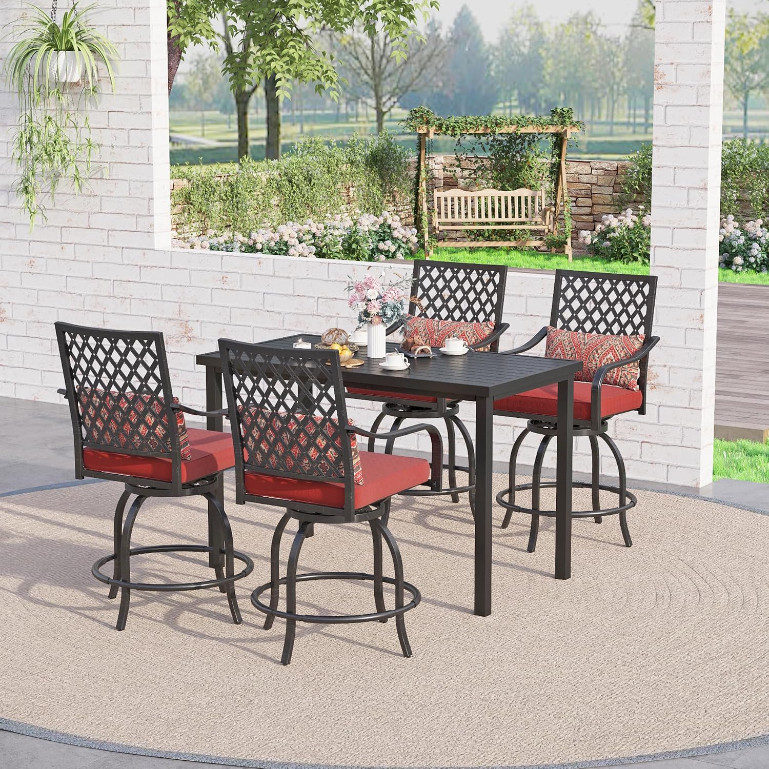 5‑Piece Patio Bar Height Dining Furniture Set