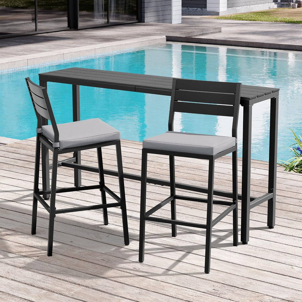 3‑Piece Outdoor Patio Bar Height Furniture Set