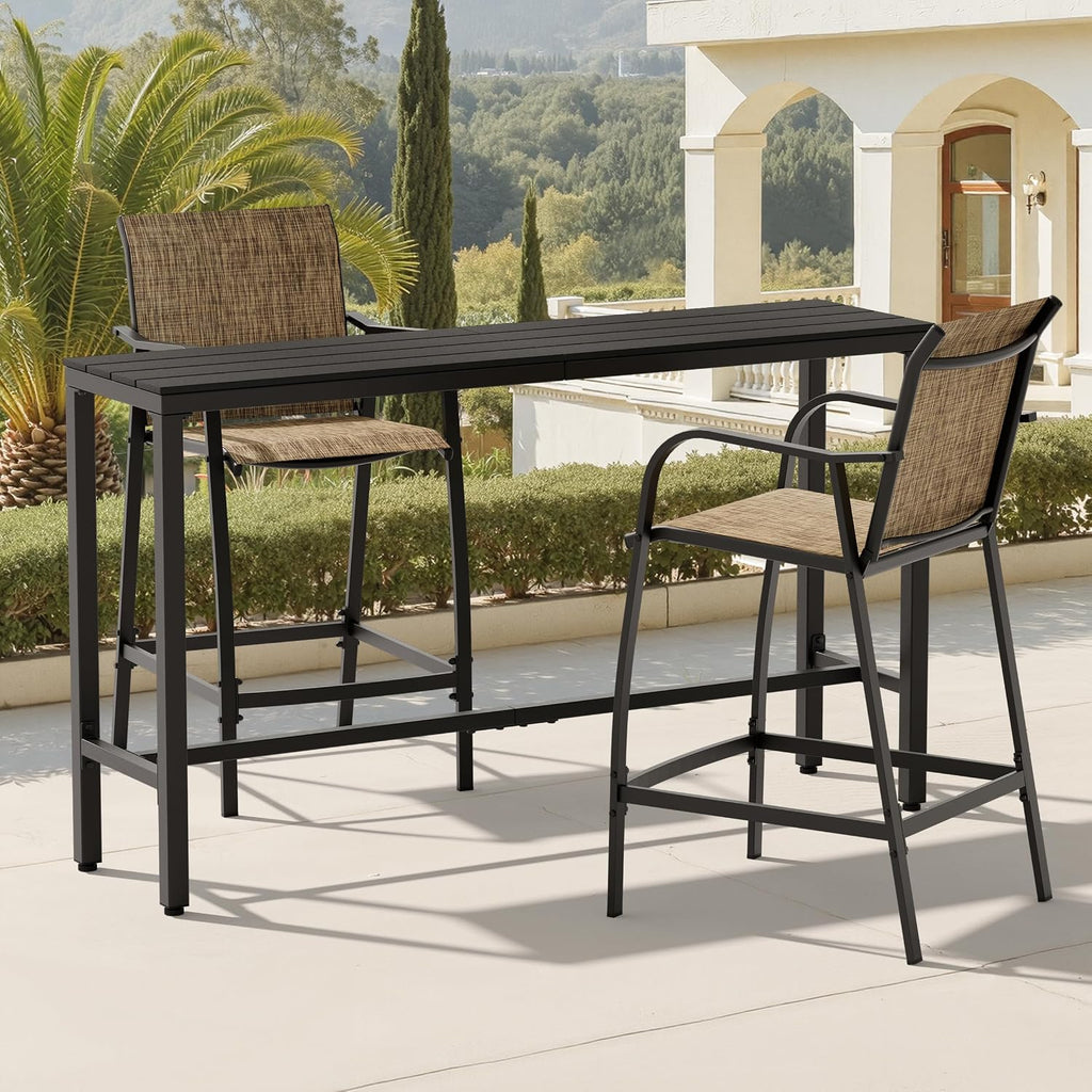 Mesh‑Seat Outdoor Patio Bar Furniture Set