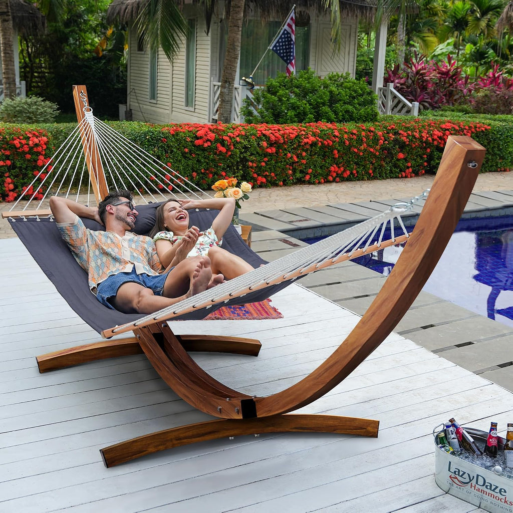 Double Hammock With Curved Steel Stand