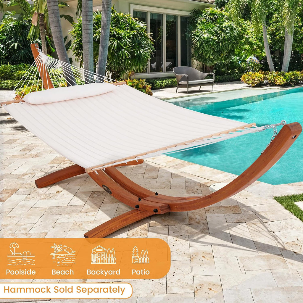 Outdoor Arc‑Shaped Wooden Hammock Stand