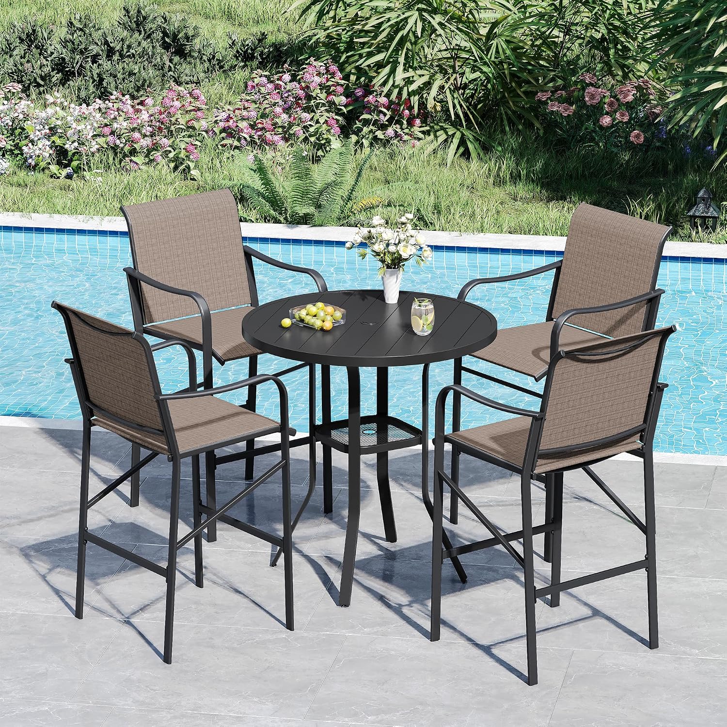 Round Patio Bar Height Outdoor Furniture Set